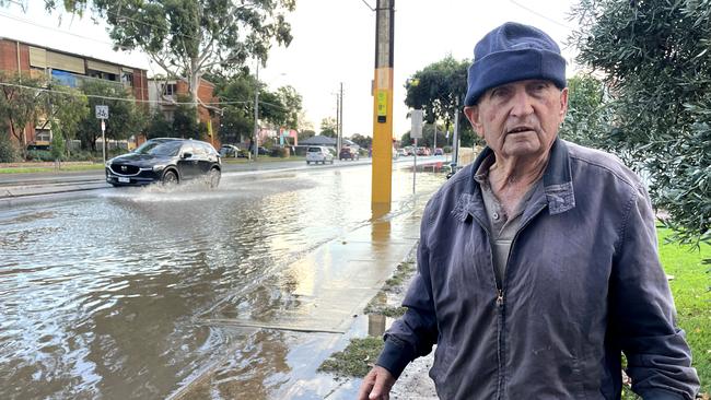 Guiseppe Rillo has lived on Marion Rd for 63 years and says it has flooded on several occasions, but this is the worst he’s seen. Picture: Dean Martin