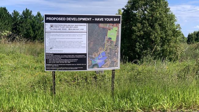 The Redland-Logan border and the site of a sewerage plant that Lendlease wants to build to service its 3500-lot housing estate already underway in Redlands.
