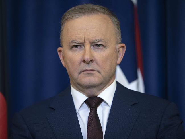 Anthony Albanese, facing unrest from a divided Labor caucus, has narrowed the two-party-preferred contest from 51-49 to 50-50. Picture: Gary Ramage