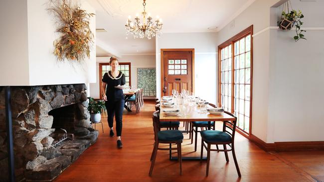 The beach/country chic dining room at Moke. Picture: Rebecca Michael