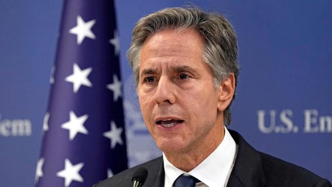 US Secretary of State Antony Blinken speaks during a press conference in Tel Aviv. Picture: Pool/AFP