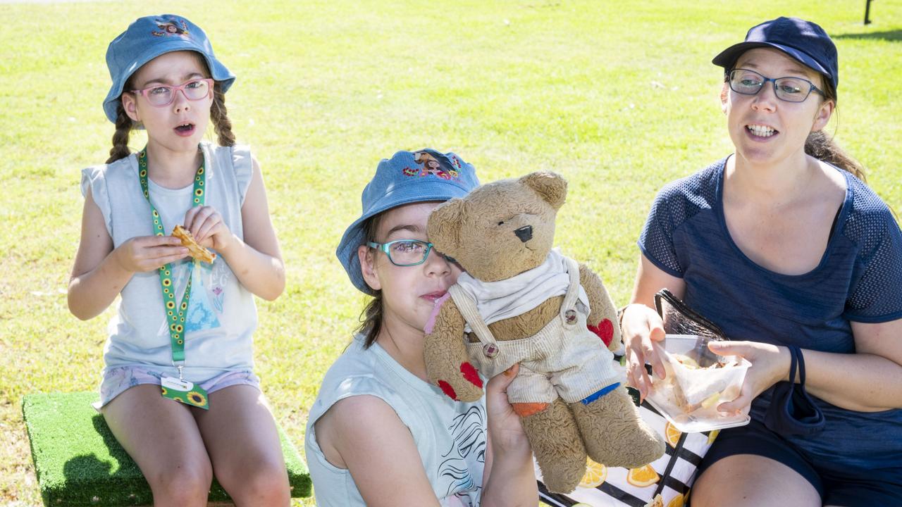 Ayla Feiritear, Aisling Feiritear and Jeanette Richardson at the Toowoomba Royal Show. Friday, March 25, 2022. Picture: Nev Madsen.