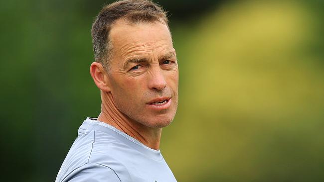 Coach Alastair Clarkson had to have a word to James Sicily. Picture: Mark Stewart