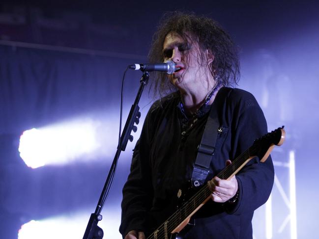 Frontman Robert Smith of band The Cure performs during a sound check as part of the Vivid Festival at The Sydney Opera House.