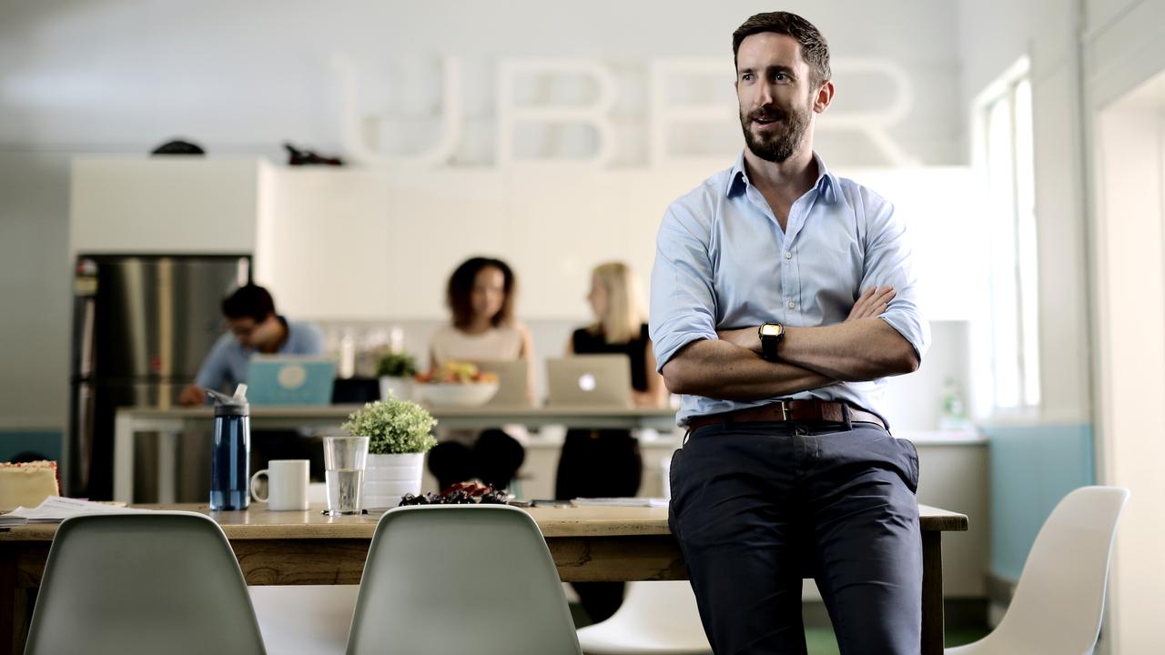 Mike Abbott pictured in 2015 at Uber’s office on Constance St in Fortitude Valley. Picture: Mark Cranitch