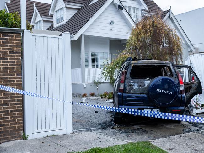 One of the firebombing attacks on Triantafyllos’ Essendon home. Picture: Jake Nowakowski