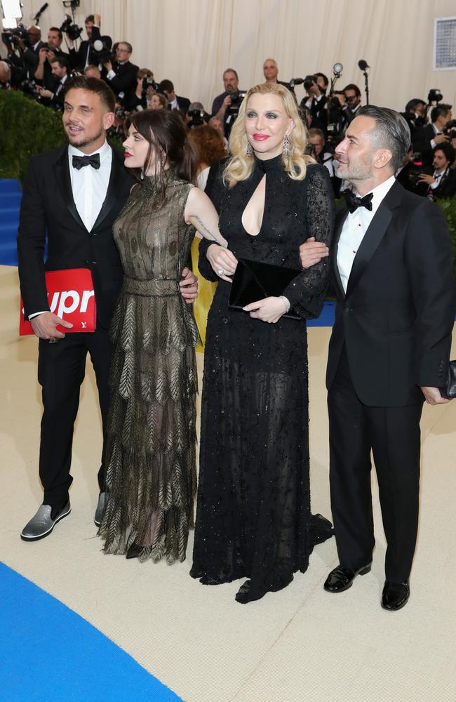 Char Defrancesco, Frances Bean Cobain, her mother Courtney Love, and designer Marc Jacobs. Picture: Getty Images