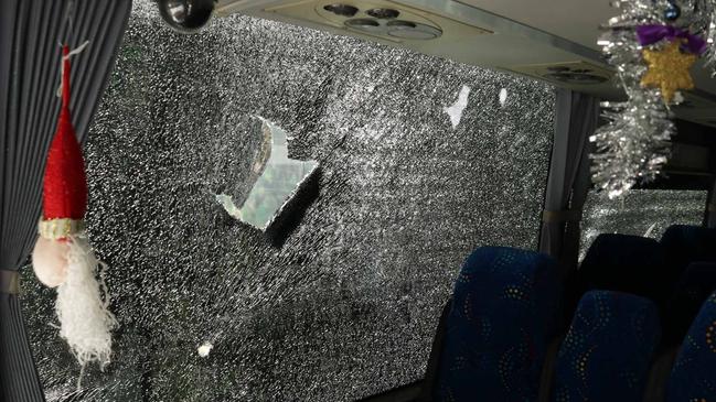 Vandals targeted bus windows. Picture: Hillcrest Christian College/Facebook