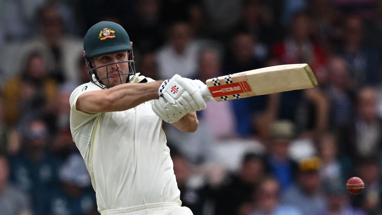 Mitchell Marsh hammers another boundary on day one. Picture: AFP