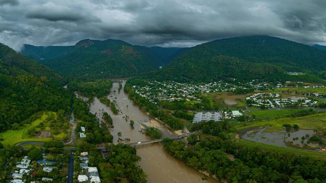 A view of the flooding along the Barron River in Cairns on Tuesday. Picture: Facebook / Cockatours