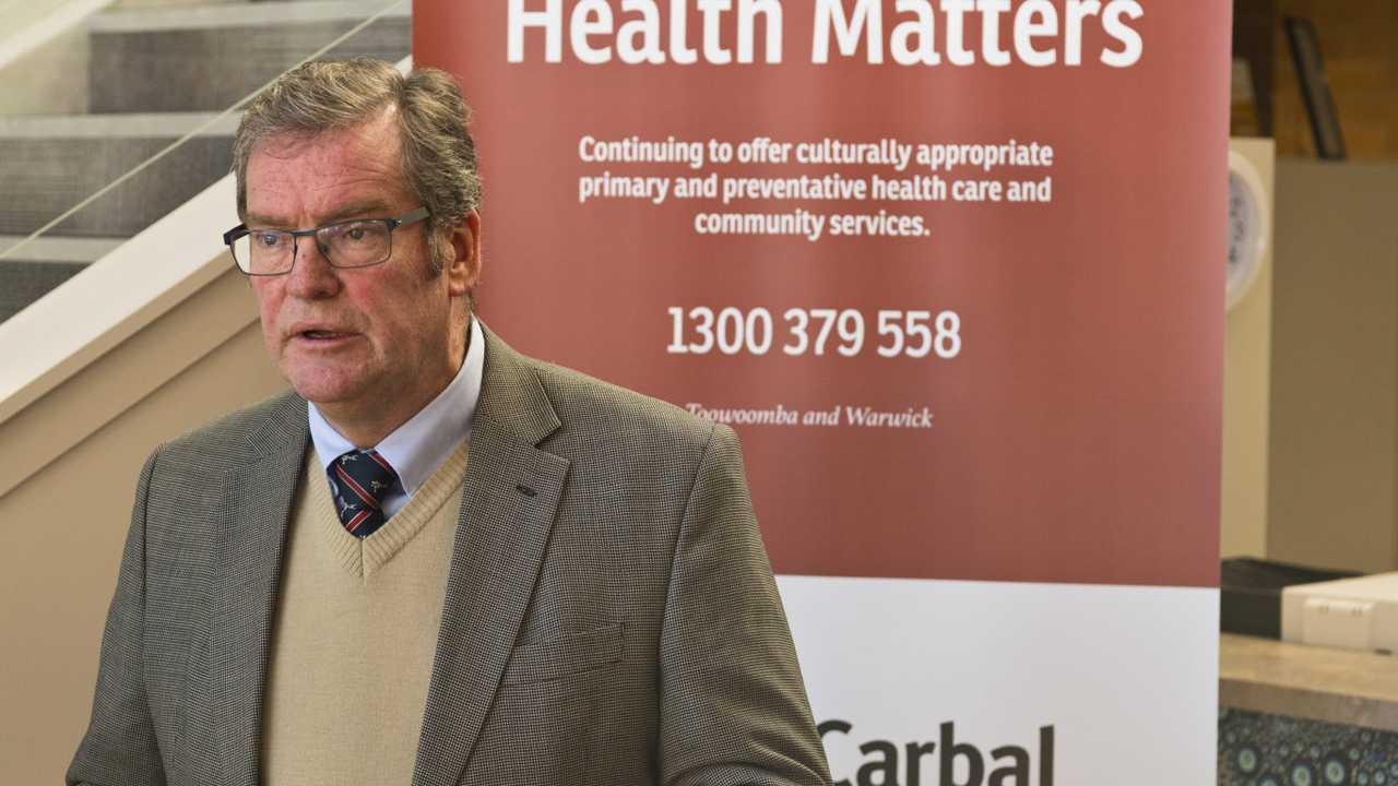 Groom MP John McVeigh announces federal funding for projects to improve health outcomes for Aboriginal and Torres Strait Islander people in Toowoomba and the Darling Downs to be run by Carbal Medical Services and USQ, Monday, June 22, 2020. Picture: Kevin Farmer