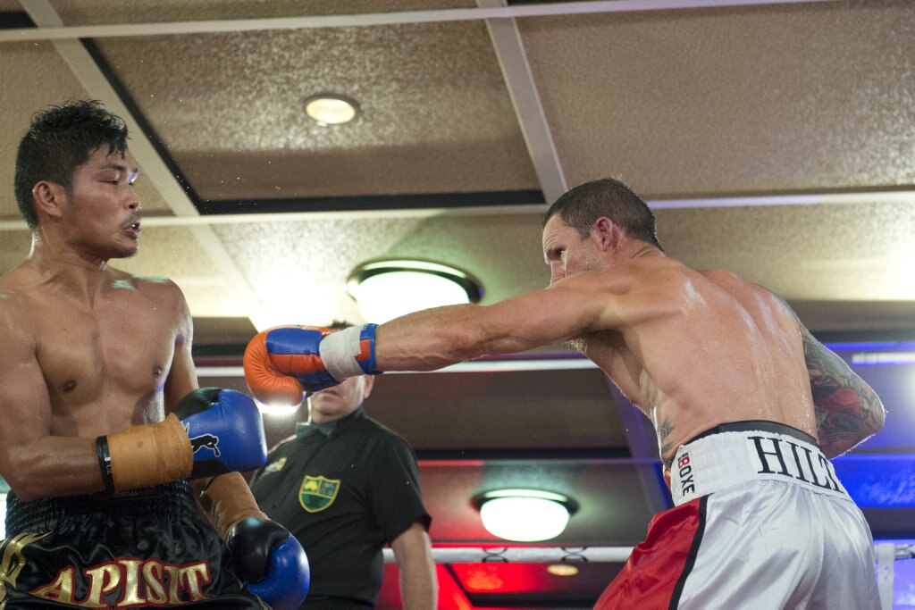 Jamie Hilt fights Apichat Koedchatturat for the Queensland welterweight belt at Smithy and TGW Bring The Big Fights 14 at Rumours International, Saturday, October 22, 2016. Picture: Kevin Farmer