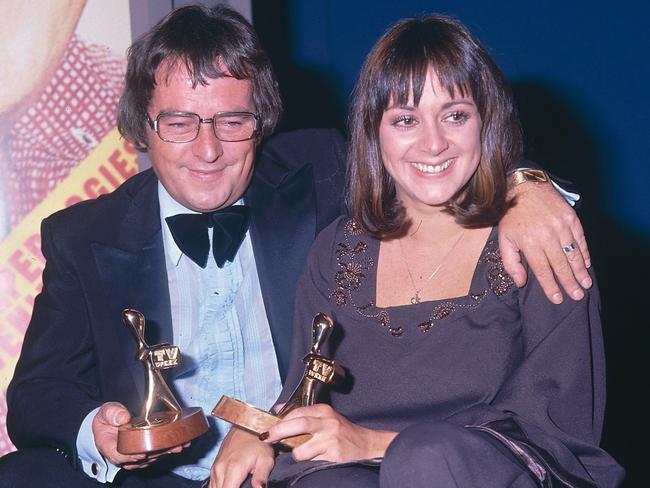 Ernie Sigley and Denise ‘Dingding’ Drysdale at the 1975 Logie Awards.