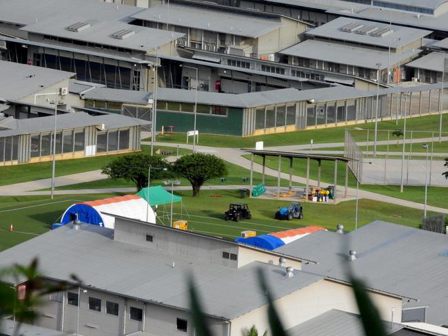 Staff at the Christmas Island Detention Centre where Australians are being quarantined amid fears of having the Coronavirus. Picture: Nathan Edwards