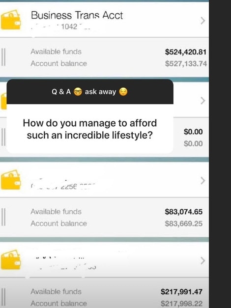 Mercedes Mum uploads her bank account balance to her Instagram.