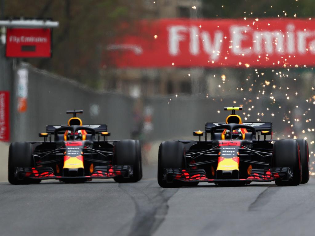 Daniel and Max battle around the track at Baku.