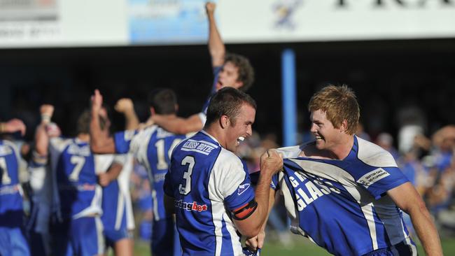 Khan Williams and Ben McLennan celebrate the Grafton Ghost's 2011 NRRRL premiership after the final siren in the NRRRL 1st grade grand final at Frank McGuren FieldPhoto: Adam Hourigan/The Daily Examiner