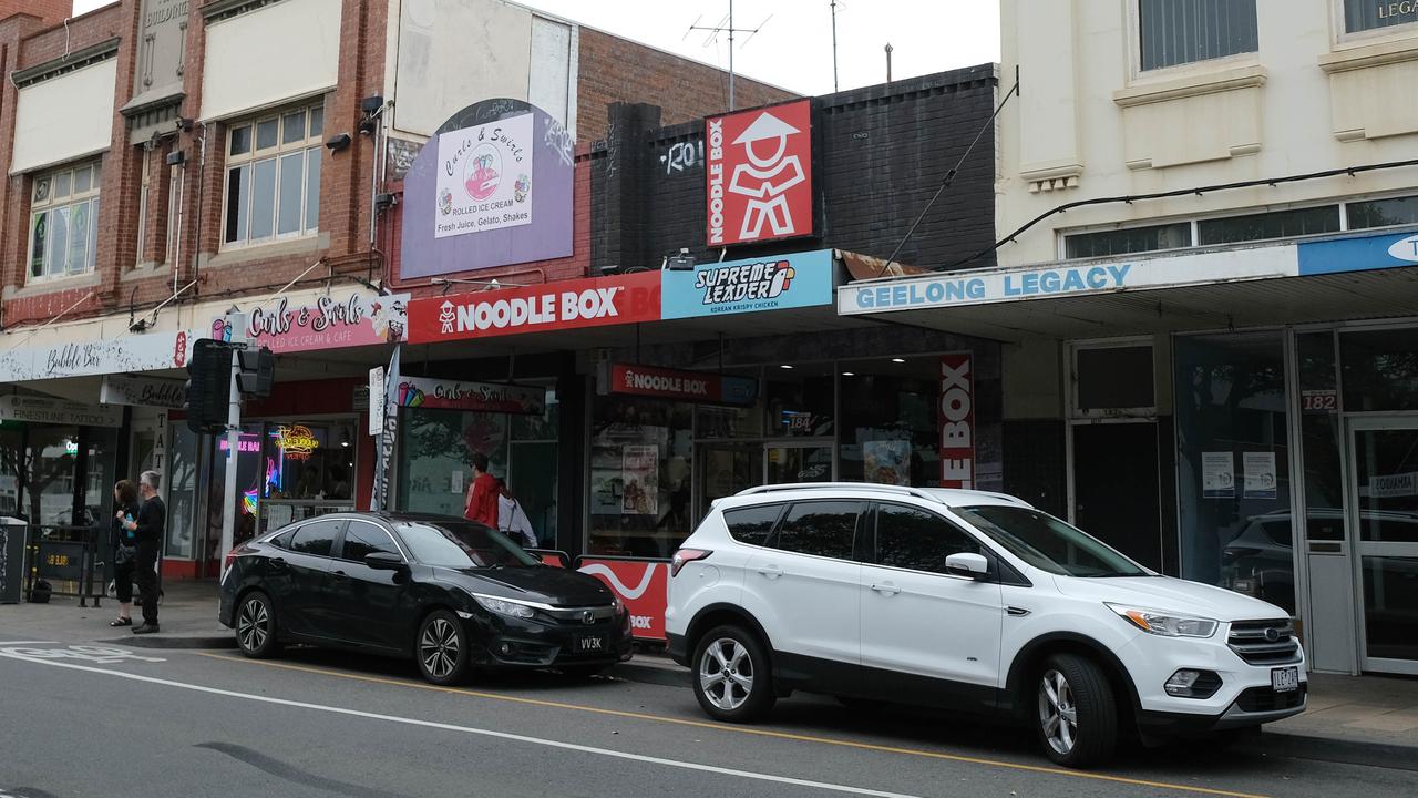 A project that will see two Ryrie St buildings demolished to allow for construction of a pedestrian laneway through to Market St has been pushed back. Picture: Mark Wilson.