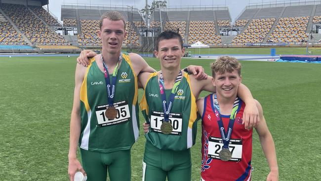 Luke Unwin, middle, with Sam Wilson, left, and Brock Dawson.