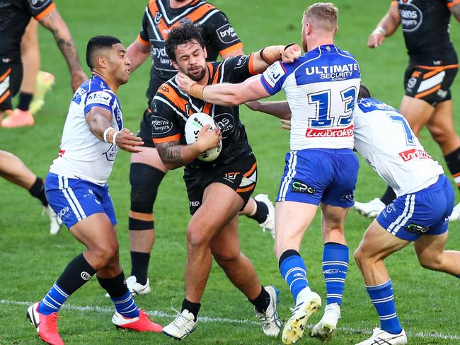 Josh Aloiai appears to have played his last game for the Wests Tigers. Picture: David Hossack/NRL Photos