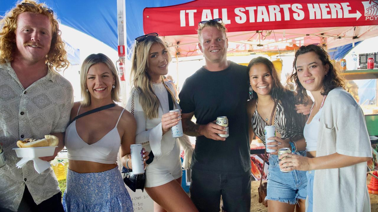 George, Bek, Ally, Matt, Chantelle and Loni of Airlie Beach attending the Airlie Beach Festival of Music on Saturday, November 5, 2022. Picture: Katrina Lezaic