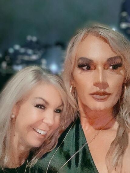 Dani Laidley (right) is pictured with her partner Donna Leckie in a loved-up snap shared to her followers on social media. (Picture: Instagram)