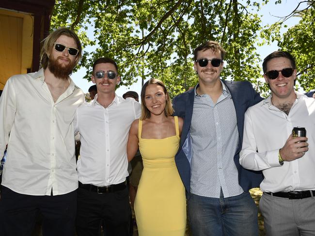 Apiam Bendigo Cup was held at Bendigo Racecourse, Bendigo, Victoria, on Wednesday, October 30th, 2024. Pictured enjoying the horse racing carnival are Jakob, Luke, Teesha, Darcy, Caleb. Picture: Andrew Batsch