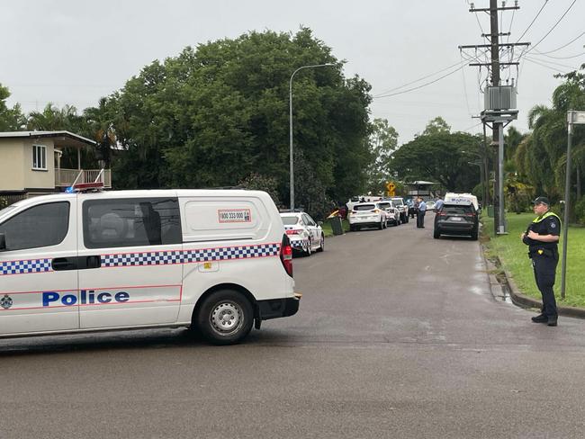 The man aged in his 20s was shot multiple times in Lillipilli St, Vincent. Picture: Leighton Smith