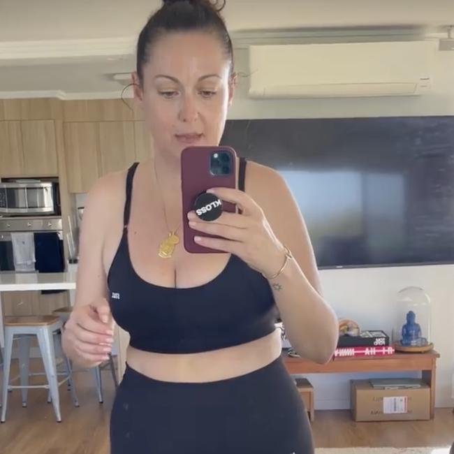 Celeste Barber posted a video to Instagram thanking Pfizer "for my tits". Picture: Instagram/Celeste Barber.