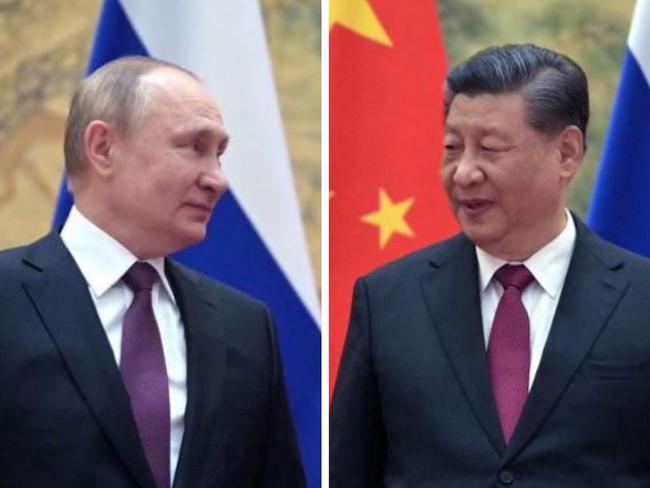 Russian President Vladimir Putin and Chinese President Xi Jinping pose for a photograph during their meeting in Beijing, on February 4, 2022. Picture: Alexei Druzhinin / Sputnik / AFP