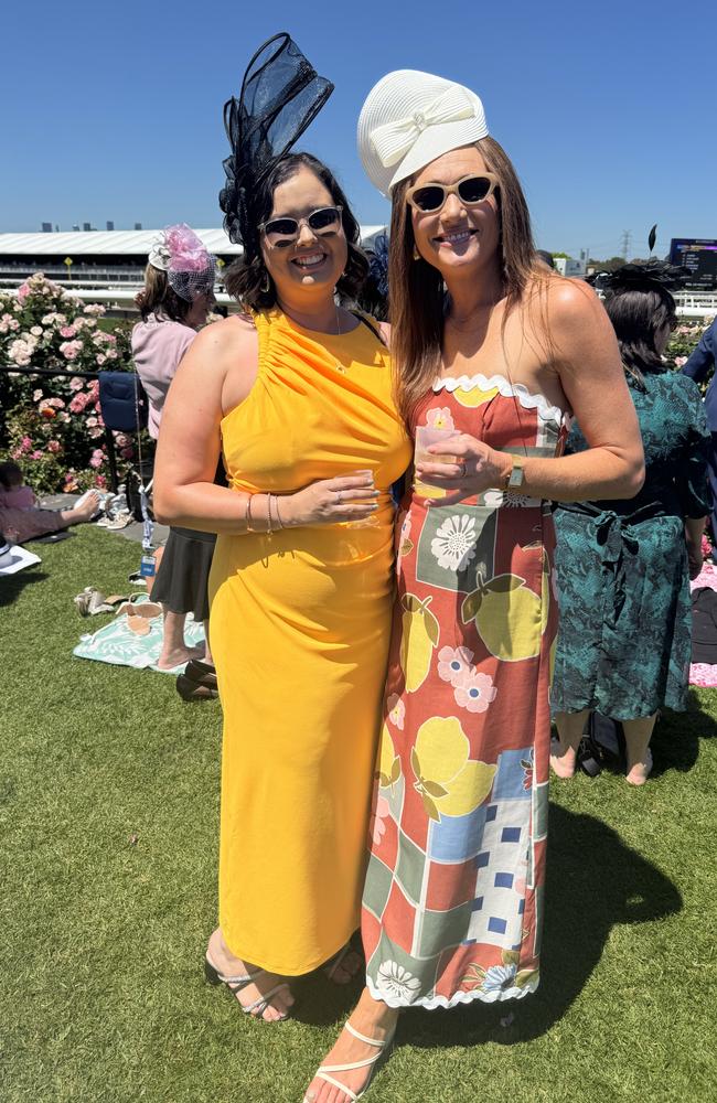 Lauren Daines and Nat Whan at the Melbourne Cup at Flemington Racecourse on November 5, 2024. Picture: Phillippa Butt