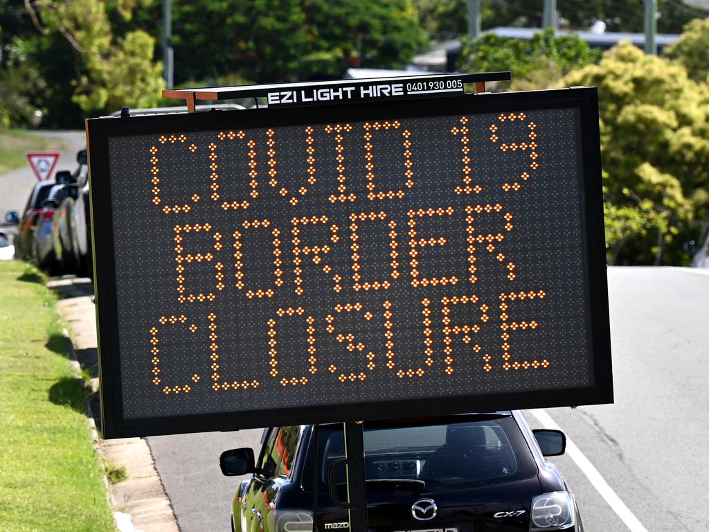 An electronic sign during the January school holidays warns the NSW-Queensland border is closed. Never again should this happen, industry bosses say. Picture: NCA NewsWire / Dan Peled