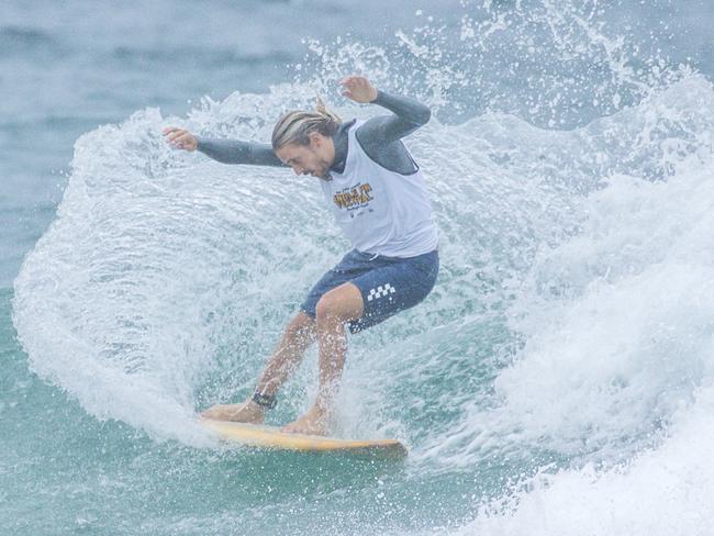 Early Saturday heats of The Burleigh Heads Boardriders Single Fin Festival. Picture: Glenn Campbell