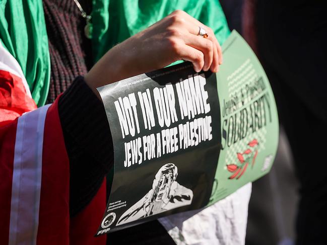 A ‘Jews for a free Palestine’ demonstrator at the Melbourne campus. Picture: NCA NewsWire / Ian Currie