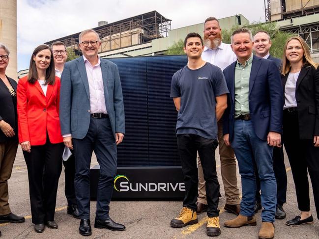 Bowen announced the Albanese government would spend $1bn to get Australian companies to make solar panels here, and singled out Sydney start-up SunDrive — which is now cutting staff. Picture: X
