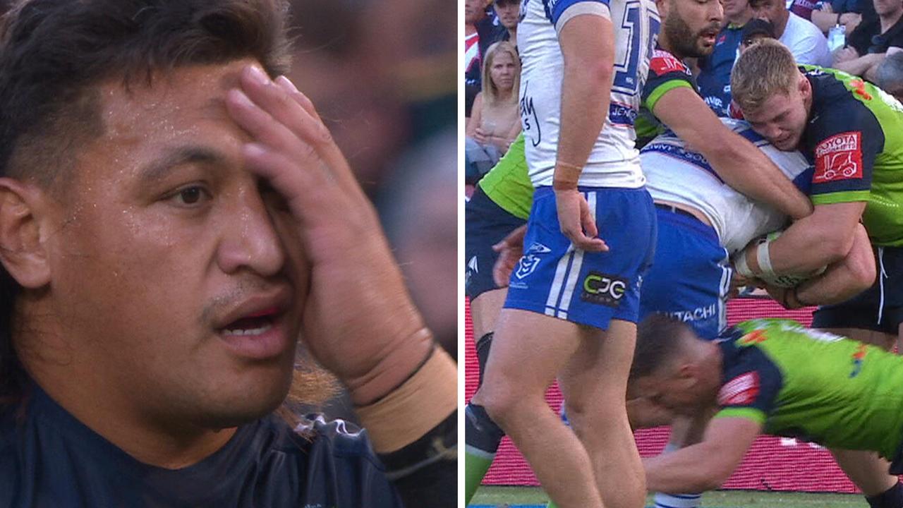 Josh Papalii was stunned to be sent off after Jack Wighton copped a sin-bin for a cannonball to the knees.