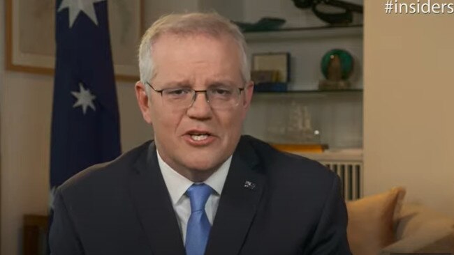 Prime Minister Scott Morrison appears on the ABC program Insiders on Sunday. Picture: ABC