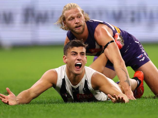 Nick Daicos and the Magpies are heading towards a top of the table finish. Picture: Getty Images