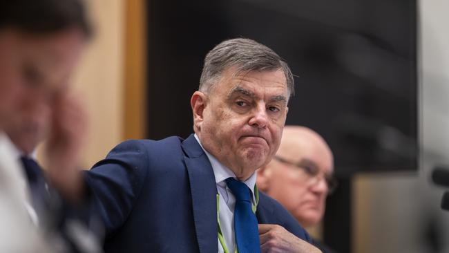 Health secretary Brendan Murphy appears at the Health Department and Therapeutic Goods Administration appearances at senate estimates in Canberra today. Picture: NCA NewsWire / Martin Ollman