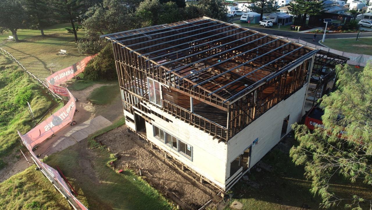 The old Woolgoolga SLSC clubhouse being demolished. February 2021.