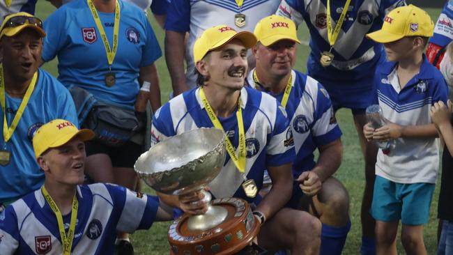 Beerwah captain Matt Kidd celebrating the win. Picture: Patrick Gillett.