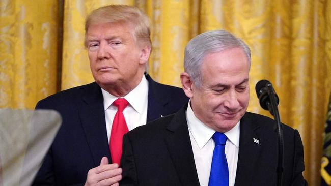 Donald Trump and Benjamin Netanyahu at the White House, January 2020.