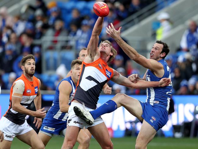 Lachlan Keefe has been brought into the Giants’ side, perhaps to combat towering Pie Mason Cox. Picture: Sam Rosewarne