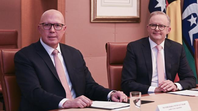 Leader of the Opposition Peter Dutton and Prime Minister Anthony Albanese. Picture: NewsWire / Martin Ollman