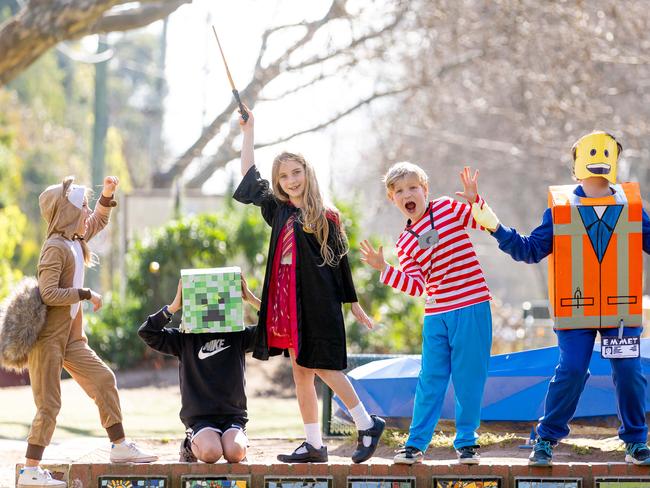 Goldie, Harley, Poppy, Sonny and Xander have dressed up for Book Week at Elwood Primary School. Picture: Jason Edwards