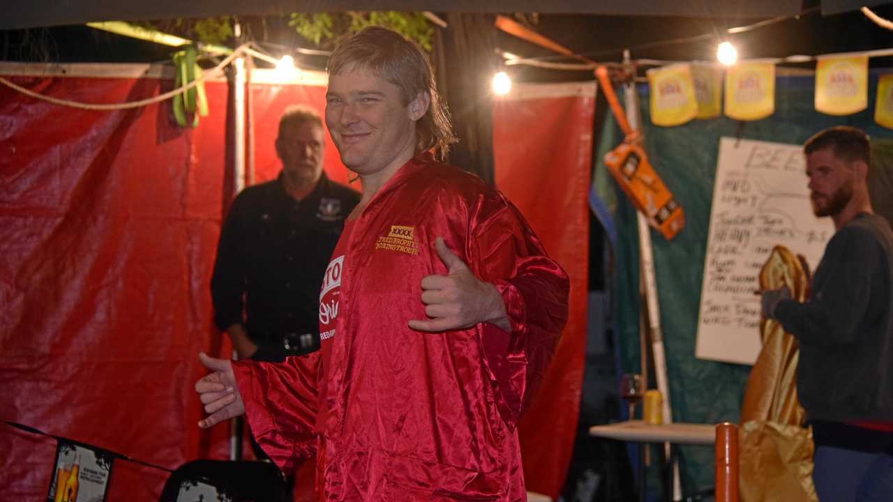 HEAVYWEIGHT CHAMP: Nanango's Drew 'Tiny Tim' Jackson in good spirits before his bout. Picture: Matt Collins