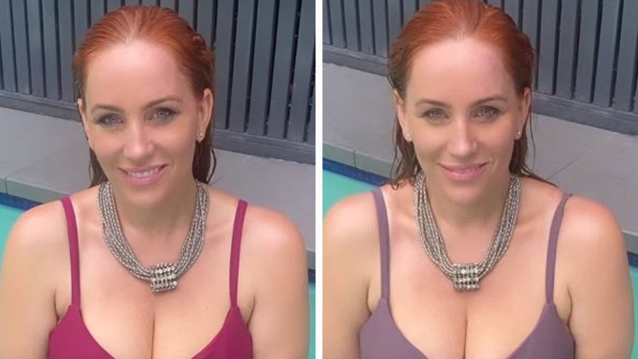 The World's Hottest Grandma flaunts her breast implants in a busty bra