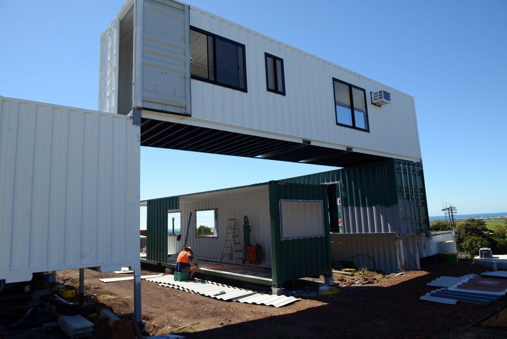 GRAND DESIGN: Phil Murphy is building a unique house on The Hummock out of shipping containers. Photo taken on 27 April 2015. Photo: Max Fleet / NewsMail. Picture: Max Fleet