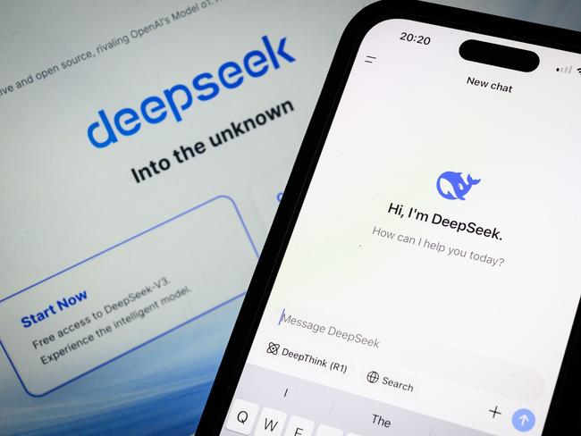 LONDON, ENGLAND - JANUARY 29: In this photo illustration, the Deepseek search page is displayed on a mobile phone in front of a laptop screen displaying the Deepseek homepage, on January 29, 2025 in London, England. This week's news that the DeepSeek Chatbot app, developed by China, was downloaded from the Apple app store significantly more times than the US-developed ChatGPT from Open AI, wiped billions off the global tech market. The advent of DeepSeek has shown there is a more viable, efficient, and cost-effective future for AI development in a shift away from the current high cost, high tech model.  (Photo by Leon Neal/Getty Images)