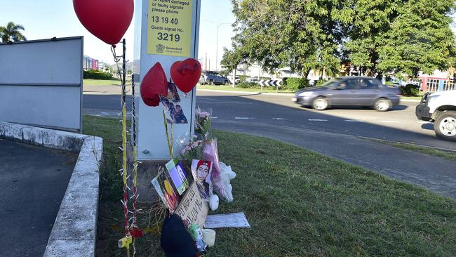 Floral tributes have been left at a Garbutt intersection in Townsville where four teenagers aged lost their lives after the allegedly stolen car they were travelling in crashed early Sunday morning. PICTURE: MATT TAYLOR.